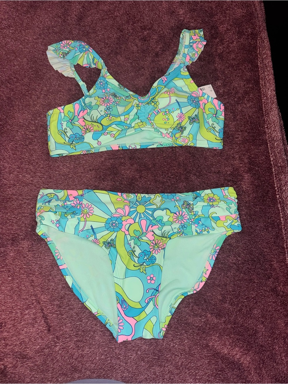 The Children's Place Floral Two-Piece Bikini in Aqua & Lime